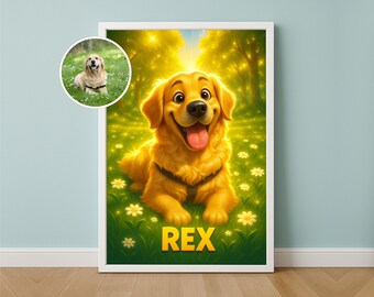 Custom Digital Pet Cartoon Portrait | Personalized Animal Artwork | Dog Cat Gift