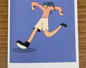 Funny runner greetings card - "It's her new thing, she thinks "fortune favours the braid"
