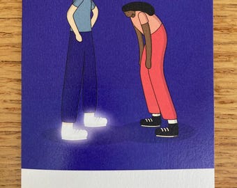 Funny Runner Greetings Card, Shoe Shopping Art