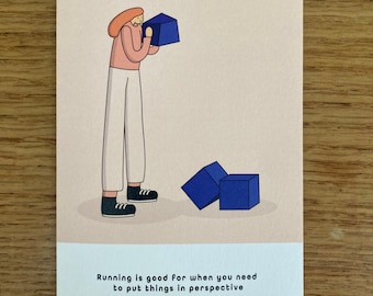 Funny Running Greetings Card – Perspective Gift