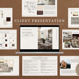 Presentación de diseño de interiores para clientes, plantilla de presentación de diseño, plantilla de Canva, propuesta de cliente lista para usar, plantilla de panel de estado de ánimo,