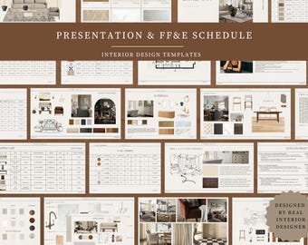 Interior Design Client Presentation and FF&E Schedule Bundle, Design Presentation Template, Canva Powerpoint Template