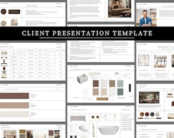 Presentación de diseño de interiores para clientes, plantilla de presentación de diseño, plantilla de Canva, propuesta de cliente, plantilla de panel de estado de ánimo - Ethereal