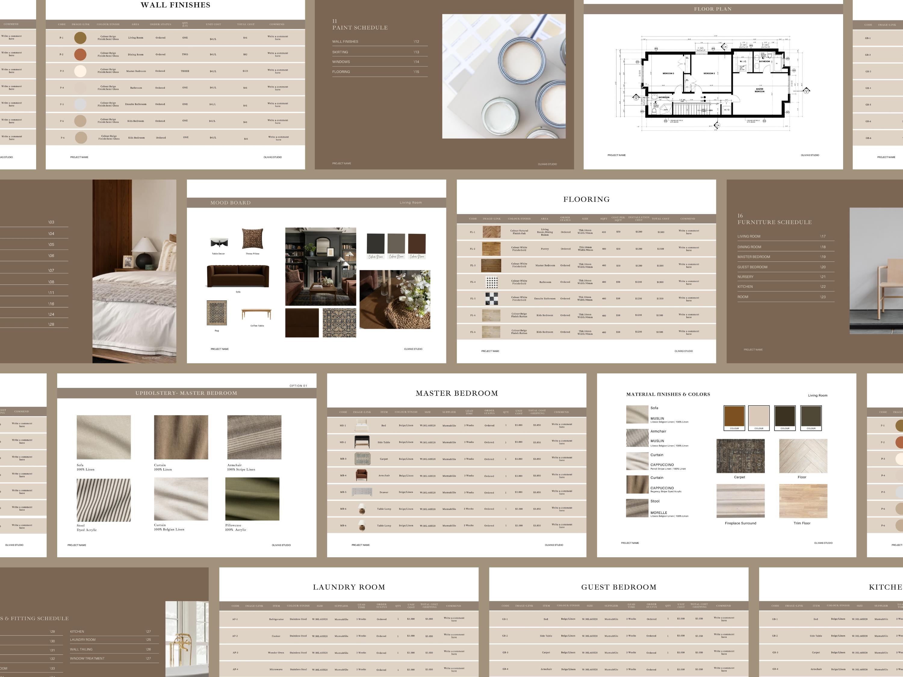 Interior Design FF&E Schedule Template, Canva Editable - Etsy