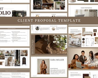 Interior Design Kundenvorschlag Vorlage, Canva Präsentation (Digitaler Download)