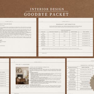 Interior Design Goodbye Paket Vorlage, Feedback Fragebogen, Canva Vorlage, Projekt Abschluss Paket Vorlage, Interior Design Vorlage