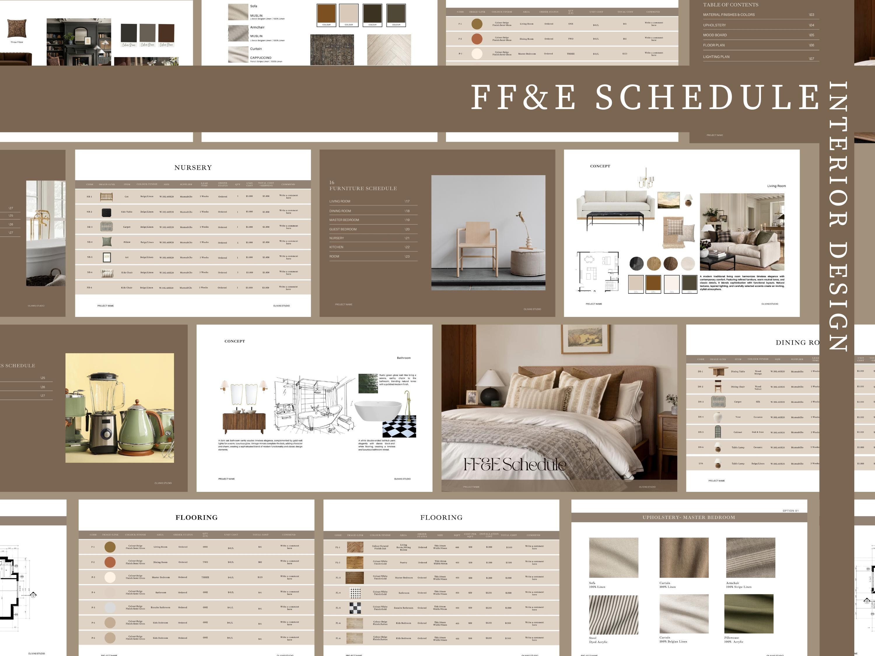 Interior Design FF&E Schedule Template, Canva Editable - Etsy