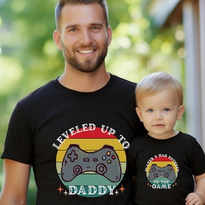 Leveled Up To Daddy Player 2 Has Entered The Game, Dad and Baby Matching Shirts, father son gaming matching shirts, set dad and son shirts,
