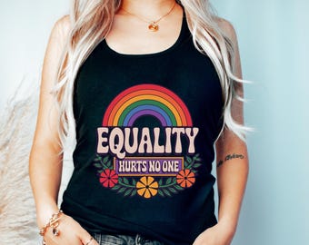 Equality Hurts No One Racerback, Rainbow Pride Crop Tank, Equal Rights Racerback, Equal Right Pride Crıp Tank - arn302