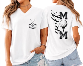 Custom Golf Mom V Neck Shirt, Personalized Golf Name Racerback, Golf Team Spirit Top Tank, Women's Golf Player Gift