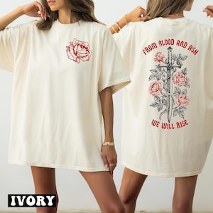From Blood and Ash Shirt, We Will Rise Tshirt, Poppy and Hawke, The Red Pearl Tee For Girl, Bookworm Gift, Book Club Gift -  Arn422