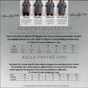 The image is a collage of four images showing different sizes of adult heavyweight ringspun t-shirts. The images display the t-shirts in various sizes, including regular, relaxed, oversized, and oversized. The t-shirts are made of 100% ringspun cotton, and the image provides size and width information for each t-shirt.