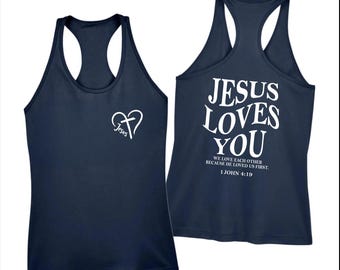 Jesus Loves You Crop Tank, Christian Tank Top, Bible Verse Tank, Inspirational Summer Top, Jesus Quote Shirt, Faith Tank Top