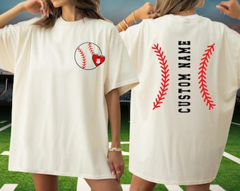 Custom Baseball Number and Name Shirt, Comfort Colors Baseball Custom Tshirt, Baseball Mom Tee For Girl , Personalized Baseball - arn450