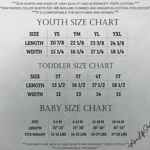 The image is a size chart for shirts, including a chart for both men and women, and a chart for toddlers and babies.