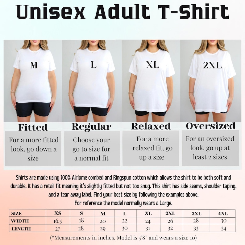 a women's t - shirt size guide with measurements