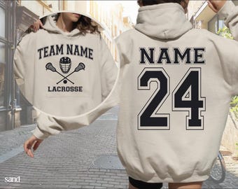 Custom Lacrosse Sweatshirt, Personalized Team Name Hoodie, Lacrosse Player Sweater, Lacrosse Name and Number Sweatshirt, Sports Team Hoodie