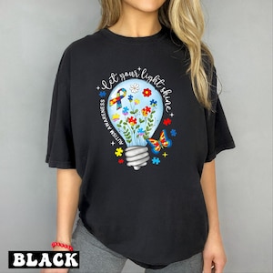 Autism Shine A Light Shirt, Autism Awareness Bow Shirt, Let Your Light Shine Tshirt,  - arn298