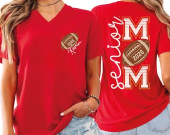 Senior Football Mom V Neck Shirt,  Custom Football Senior Mom Racerback, Gift for Football Mama, Personalized Football Tank
