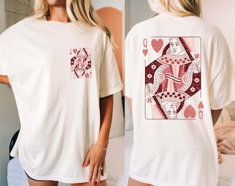 Comfort Colors Valentine's Day Shirt, Queen Of Hearts Tee