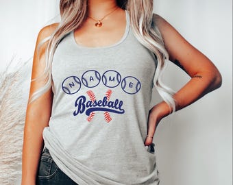 Custom Baseball Name Racerback, Baseball Custom Crop Tank, Baseball Mom , Personalized Baseball - arn601