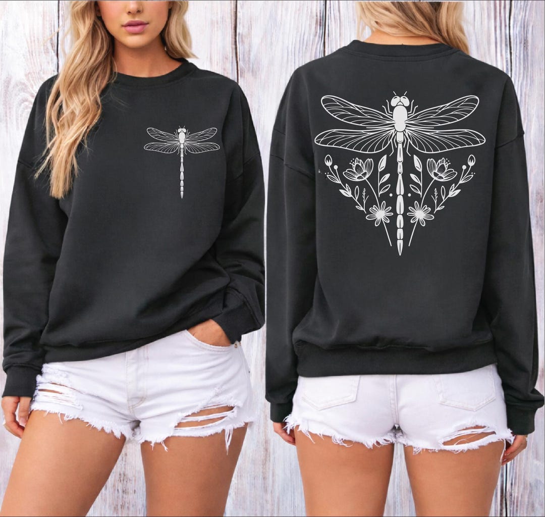 Dragonfly Sweatshirt, Nature Inspired Hoodie, Minimal Aesthetic Insect ...