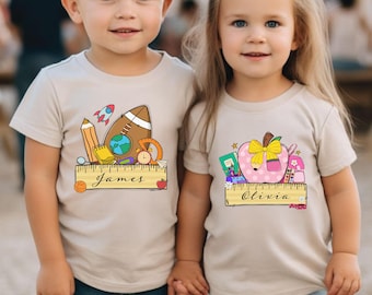 Custom Name Boys and girls Coquette Bow First Day of Kindergarten Shirt, Back to School Girl Shirt Personalized -  Arn632