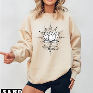 Lotus Flower Sweatshirt, Botanical Sweatshirt, Yoga Tee For Girl, Namaste Sweatshirt, Mandala Hoodie, Yoga Teacher Gift,  - ARN431