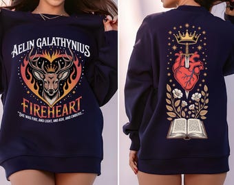 Throne Of Glass Fan Double-Sided Sweatshirt, Aelin Galathynius Fireheart Sweatshirt, Kingsflame The Thirteen, Throne of Glass Merch - arn376