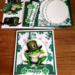 DIY 3D 4 Card Kit, Happy St. Patrick's Day, St. Patty's Day Frog, St. Patty's Day, Handmade 3D Kit, Shamrock, Luck of the Irish, Leprechaun