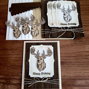 DIY Masculine Birthday Card Kit.  Birthday Cards, Hand Stamped, Hand Made, Cards, Deer Head Birthday Cards, Birthday Kit, Masculine Card