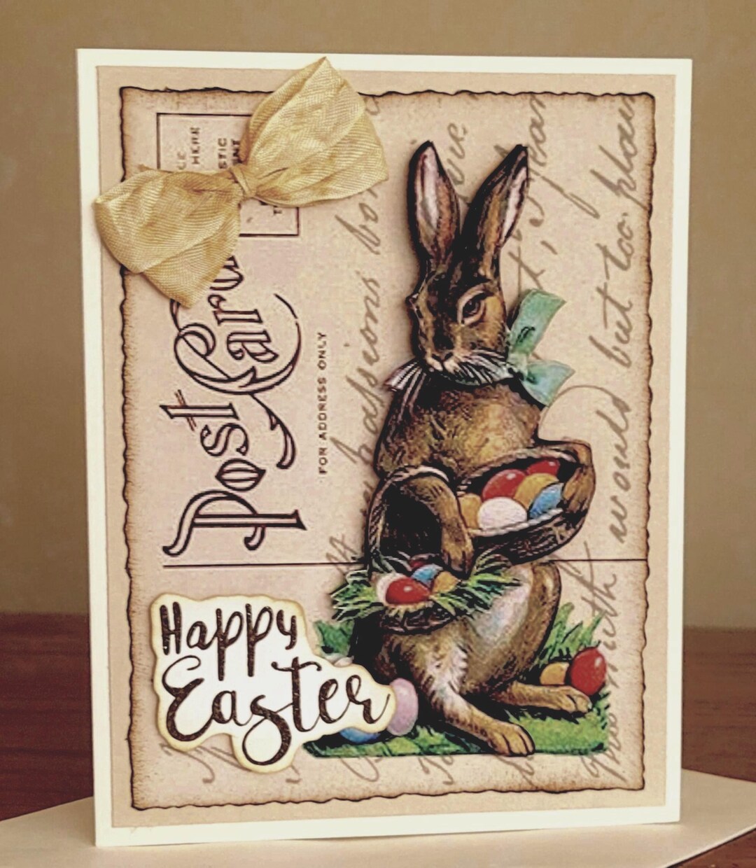 Vintage Bunny and Eggs Card, Happy Easter, Easter Greeting, Vintage ...
