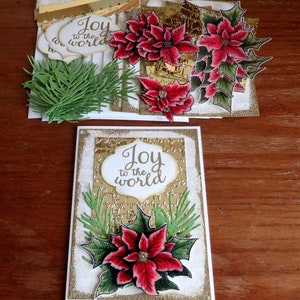 Kit de cartes de vœux à faire soi-même, Noël vintage, kit de cartes toutes occasions, carte poinsettia, carte Joie du monde, carte de Hanoucca, hiver toutes occasions