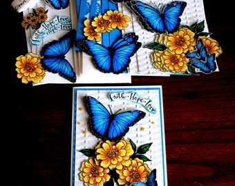 DIY 3D 4 Card Kit, All Occasion cards, Thinking of You, Hand Stamped, Get Well Card, Birthday Card, Special Friend, Handmade, Sweet Friend