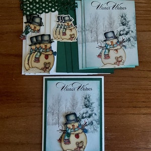 Kit de cartes pour les fêtes de fin d'année, voeux d'hiver, bonhomme de neige, estampés à la main, bricolage fait main, cartes de Noël, cartes d'hiver, anniversaire, je pense à vous,