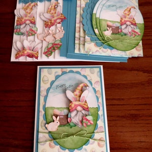 Kit de cartes DIY Eater Bunny Gnome, voeux de Pâques, bénédictions de Pâques, joyeuses Pâques, ufs de Pâques, cartes faites main, cartes de Pâques 3D,