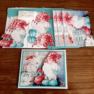 Kit de cartes de vœux 3D DIY, père Noël, nain et renne, carte d'hiver faite main, carte de Noël, carte de vœux, carte toutes occasions, carte d'hiver
