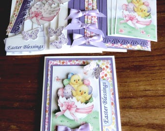 DIY 4 Card Kit, Easter Greetings, Easter Card Kit, Easter Blessings, Happy Easter Cards, Easter Chick, Easter Eggs, Handmade Card, 3D Easter