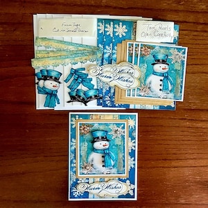 Kit de fabrication de cartes d'hiver 3D bonhomme de neige et flocons de neige facile à assembler, joyeux Noël, anniversaire, je pense à vous, rétablissement, kit cadeau
