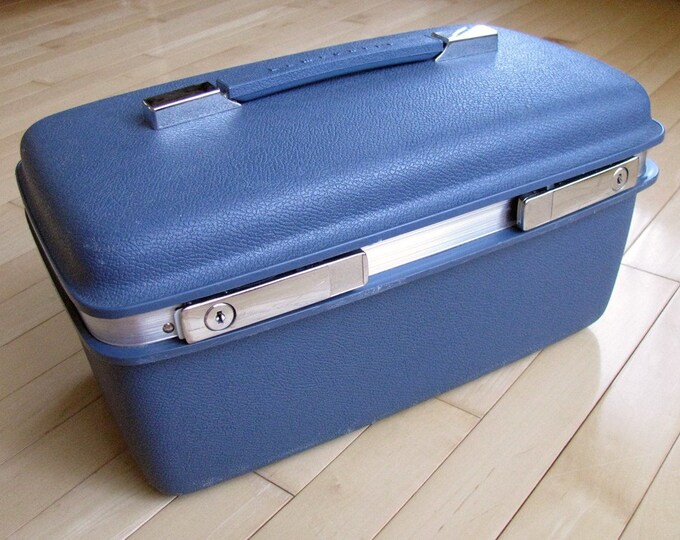 Vintage Train Case Samsonite Saturn Medium Blue Etsy