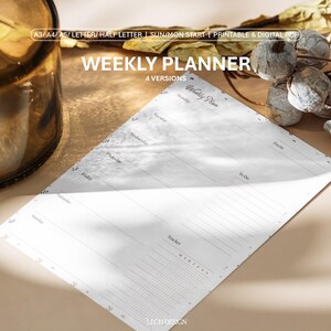 Weekly Planner Floral Boho Printable & Digital | 4 Designs in 5 Sizes | Undated Weekly Organizer PDF | A4, A3, A5, Letter, Half