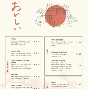 Plantilla de menú japonés