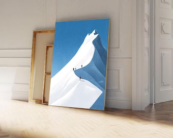 Printable Cartoon Majestic Mountain Drawing(Digital Download)