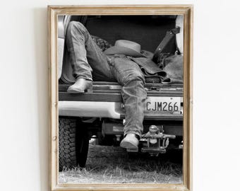Resting Cowboy Black and White Photograph (Digital Download)