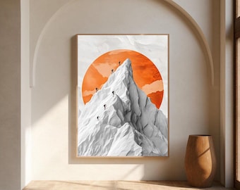 Printable Cartoon Mountain Drawing(Digital Download)