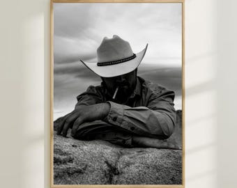 Vintage cowboyportretprint, westelijke muurkunst (digitale download)