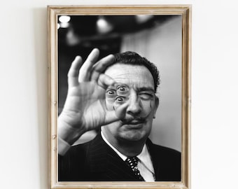 Black and White Salvador Dali Portrait Poster (Digital Download)