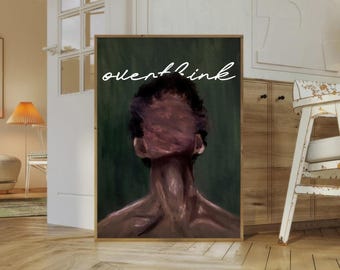 Surreal Overthinking Art Print, Retro Home Decor (Digital Download)