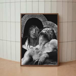 Holy Virgin and Jesus, Digital Holy Virgin Poster,Mary Digital Art,Holy Virgin Cross in Hand, Mary Cross in Hand, Jesus and Holy Virgin Art