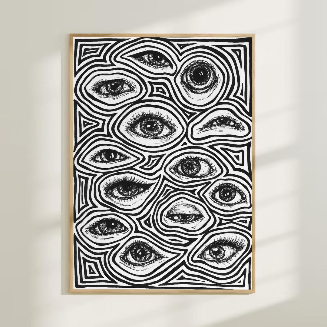 Retro Eye Poster, Digital Eye Design Printing, Illusion Eye Print ...